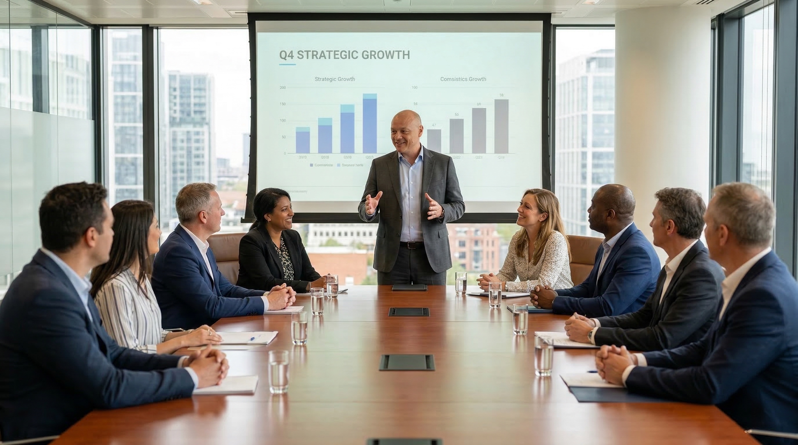 Jan-Willem Rodenhuis presenteert aan stakeholders in een boardroom